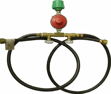 King Kooker Double Hose & Regulator Assembly With Manual Valves