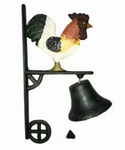 Cajun Classic Cast Iron Rooster Hanging Outdoor Dinner Bell Cast Iron Cookware