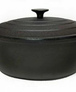 Cajun Classic Oval Seasoned Cast Iron Casserole Pot - 6 Quart