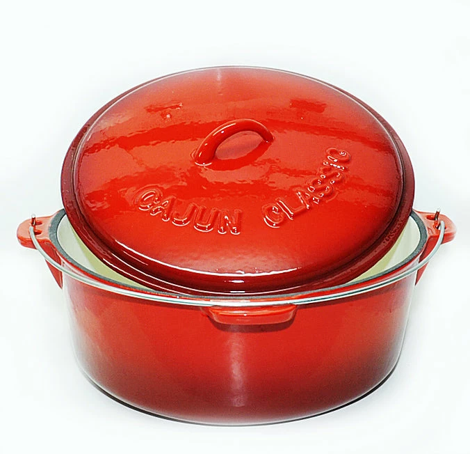 Cajun Classic 12 Qt Enamel Red Dutch Oven Cast Iron Cookware