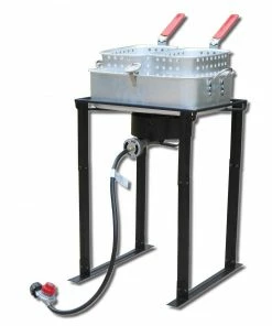 King Kooker Double Square Fish Fryer Pot Tall Outdoor Cooking Kit Fish Fryers