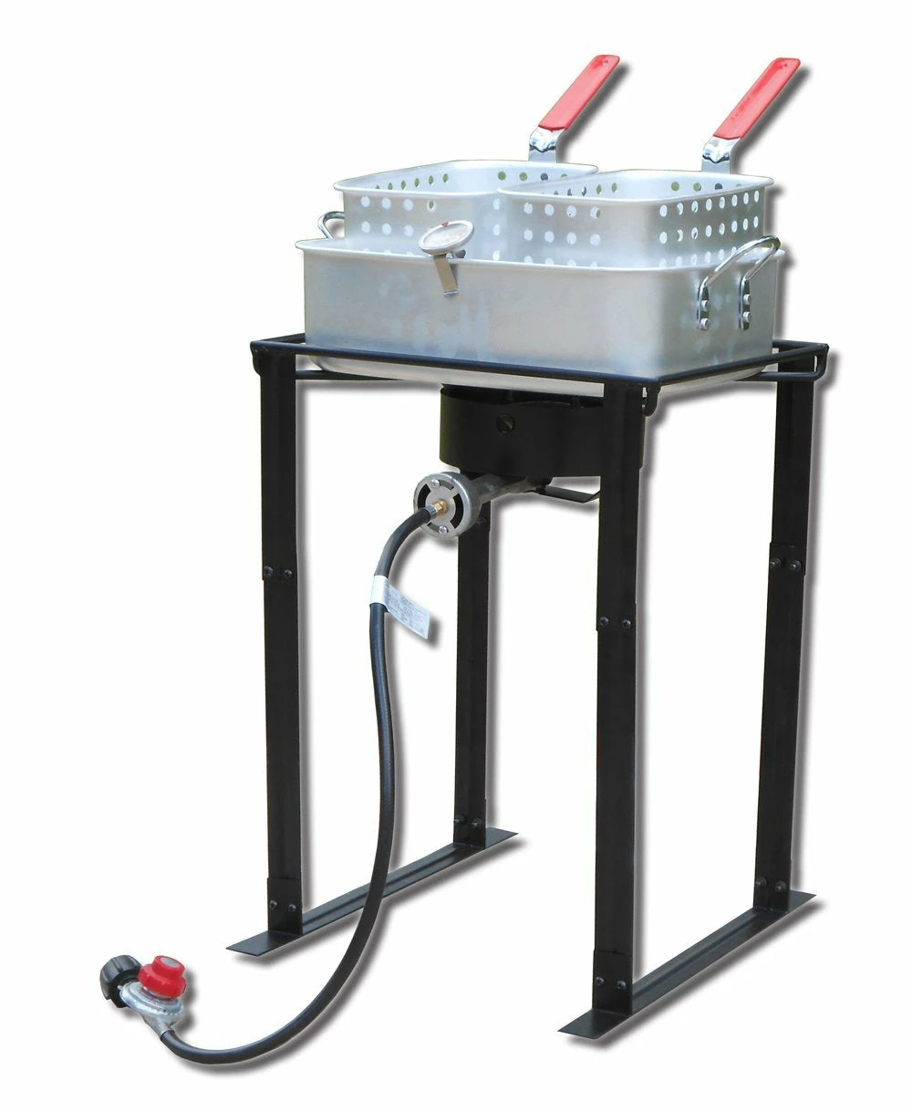 King Kooker Double Square Fish Fryer Pot Tall Outdoor Cooking Kit Fish Fryers