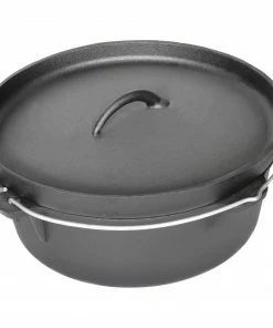 Cajun Classic Seasoned Camp Dutch Oven W/ Biscuit Lid - 20 Qt Cast Iron Cookware