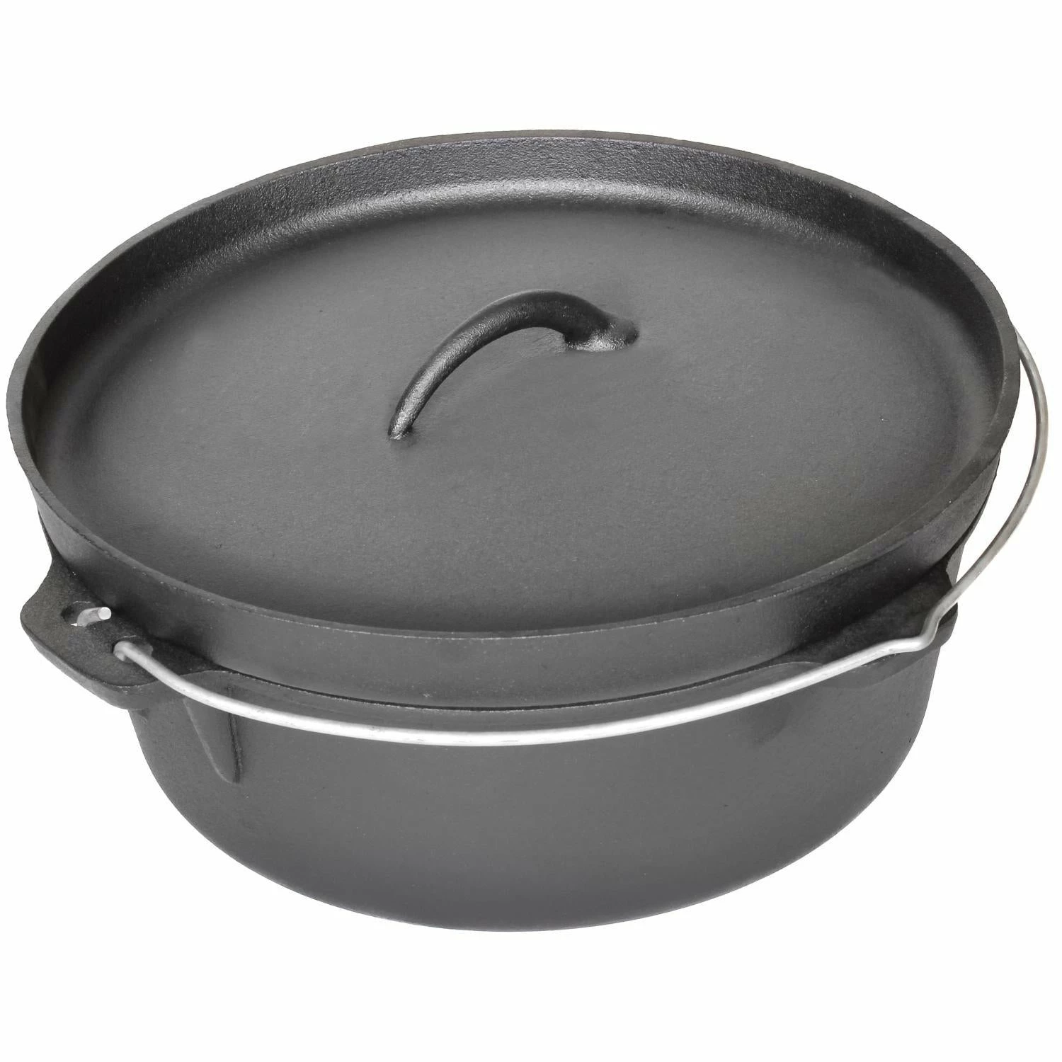 Cajun Classic Seasoned Camp Dutch Oven W/ Biscuit Lid - 20 Qt Cast Iron Cookware