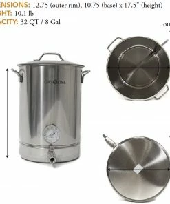 Cajun Outdoor Cooking 8 Gallon Stainless Steel Stock Pot With Spigot Brew Pots