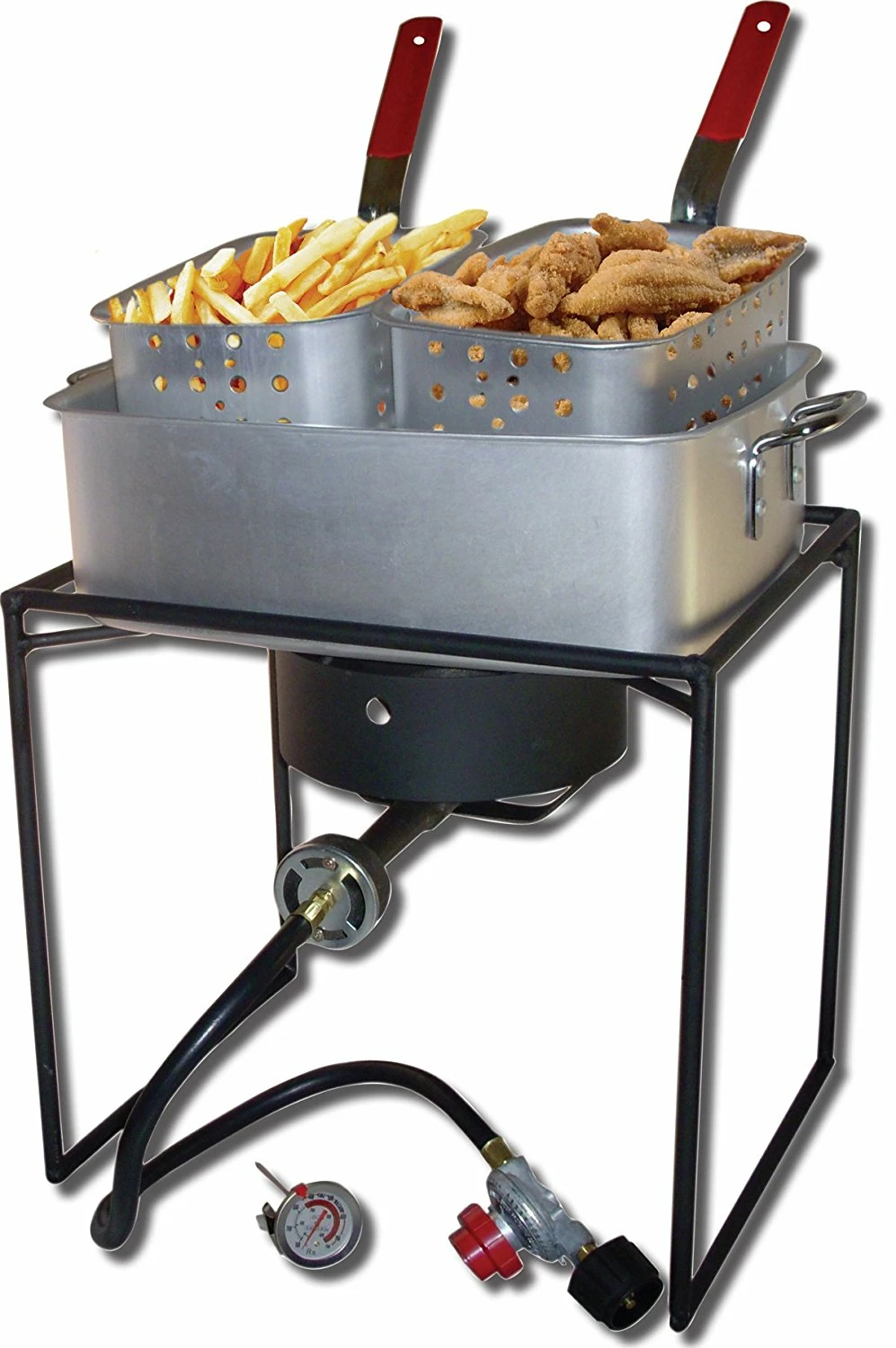 King Kooker Fish Fryers Double Basket Square Fish Fryer Pot Outdoor Cooking Kit