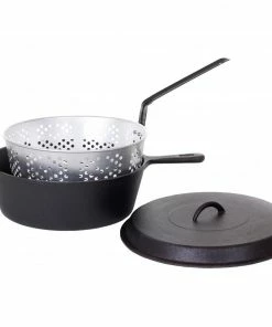 Cast Iron Cookware Cajun Classic Seasoned Large Cast Iron Chicken Fryer