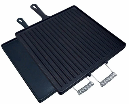 King Kooker Cast Iron Cookware Two Sided Square Pre-Seasoned Cast Iron Griddle