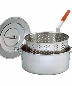 King Kooker 10 Quart Stainless Steel Fry Pan With Basket And Lid Fish Fryers