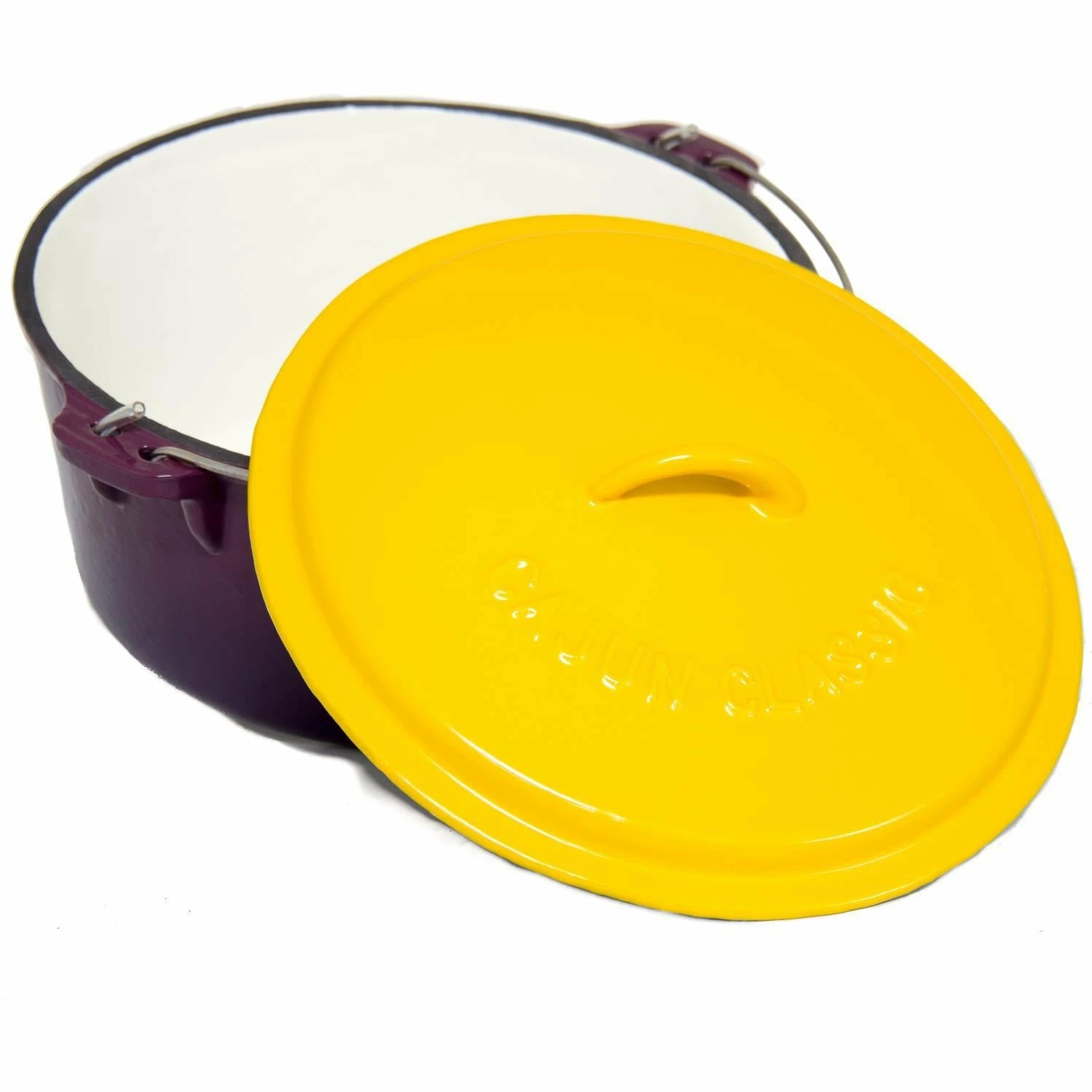 Cajun Classic Cast Iron Cookware Enamel Coated Purple & Gold Dutch Oven - 6 Quart