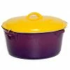 Cajun Classic Cast Iron Cookware Enamel Coated Purple & Gold Dutch Oven - 6 Quart