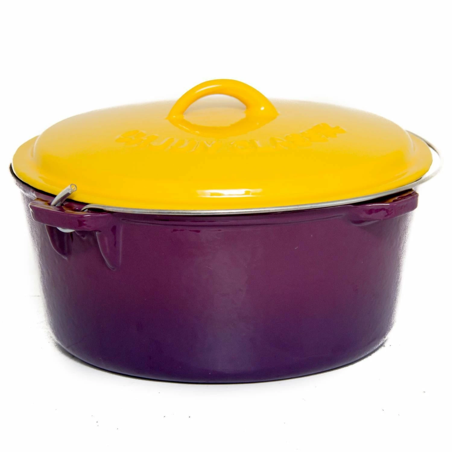 Cajun Classic Cast Iron Cookware Enamel Coated Purple & Gold Dutch Oven - 6 Quart