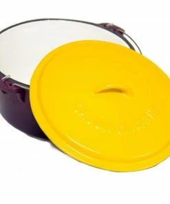 Cajun Classic Enamel Coated Purple & Gold Dutch Oven - 16 Quart Cast Iron Cookware