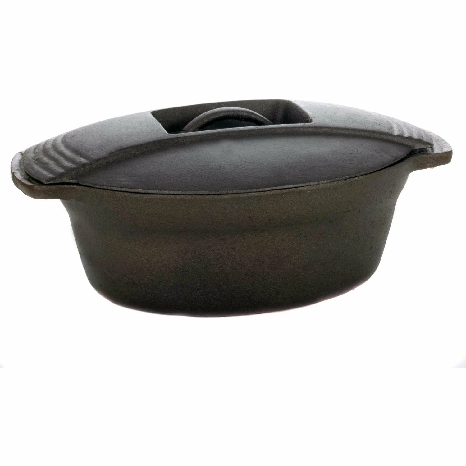 Cast Iron Cookware Cajun Classic Oval Seasoned Cast Iron Casserole Pot - 4 Quart