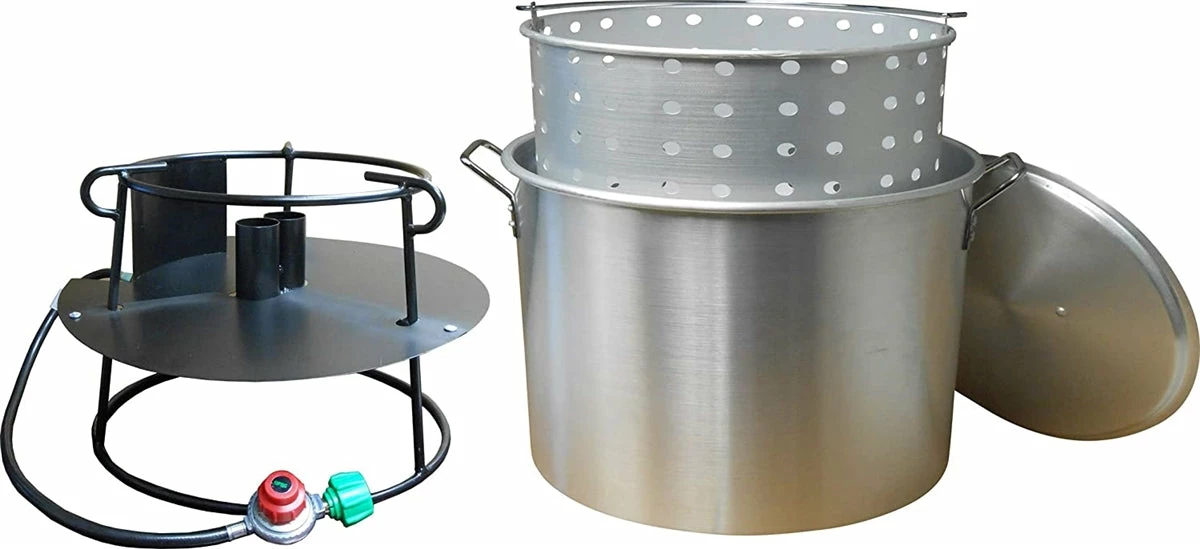 King Kooker Outdoor Double Jet Cooker Package With 120 Quart Aluminum Pot Stock Pots