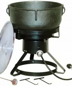 Cast Iron Cookware King Kooker 10 Gallon Cast Iron Jambalaya Pot Cooking Kit