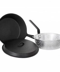Cast Iron Cookware Cajun Classic Seasoned Large Cast Iron Chicken Fryer