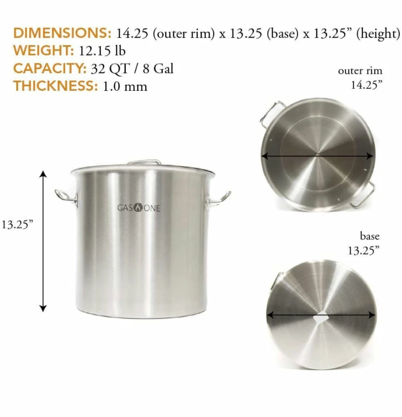 Cajun Outdoor Cooking Stainless Steel Stockpot W/Steamer 32 QT