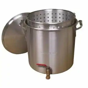 King Kooker Stock Pots Aluminum Boiling Pot With Drain Valve, Basket And Lid 120 Qt